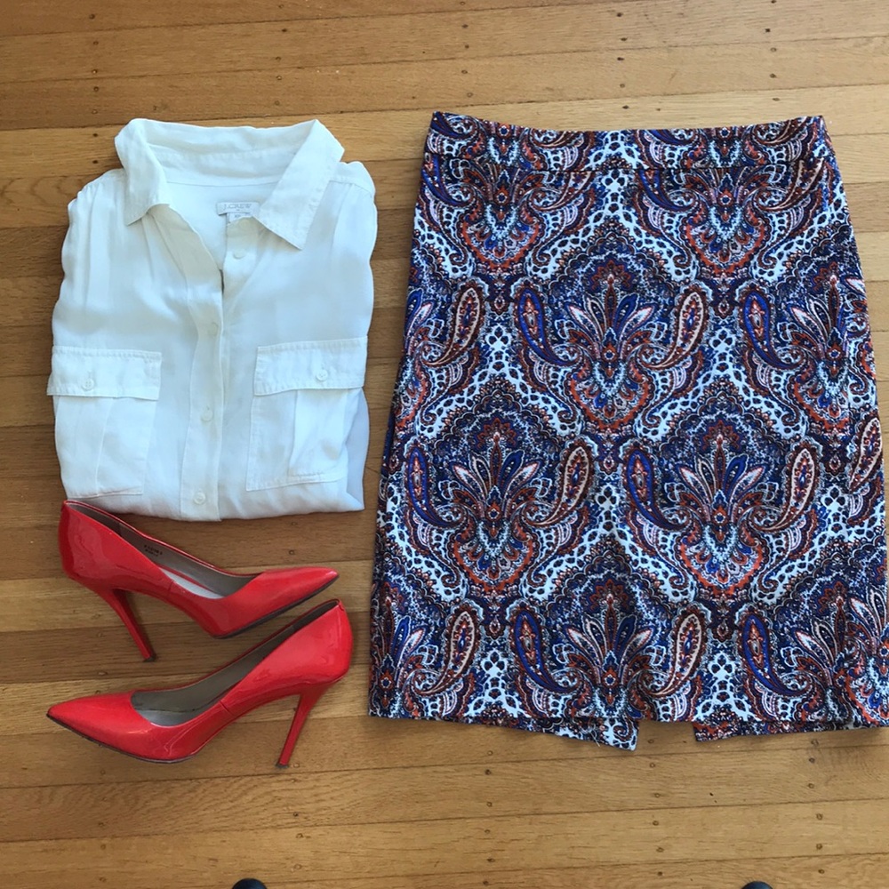 J.Crew Paisley Pencil Skirt